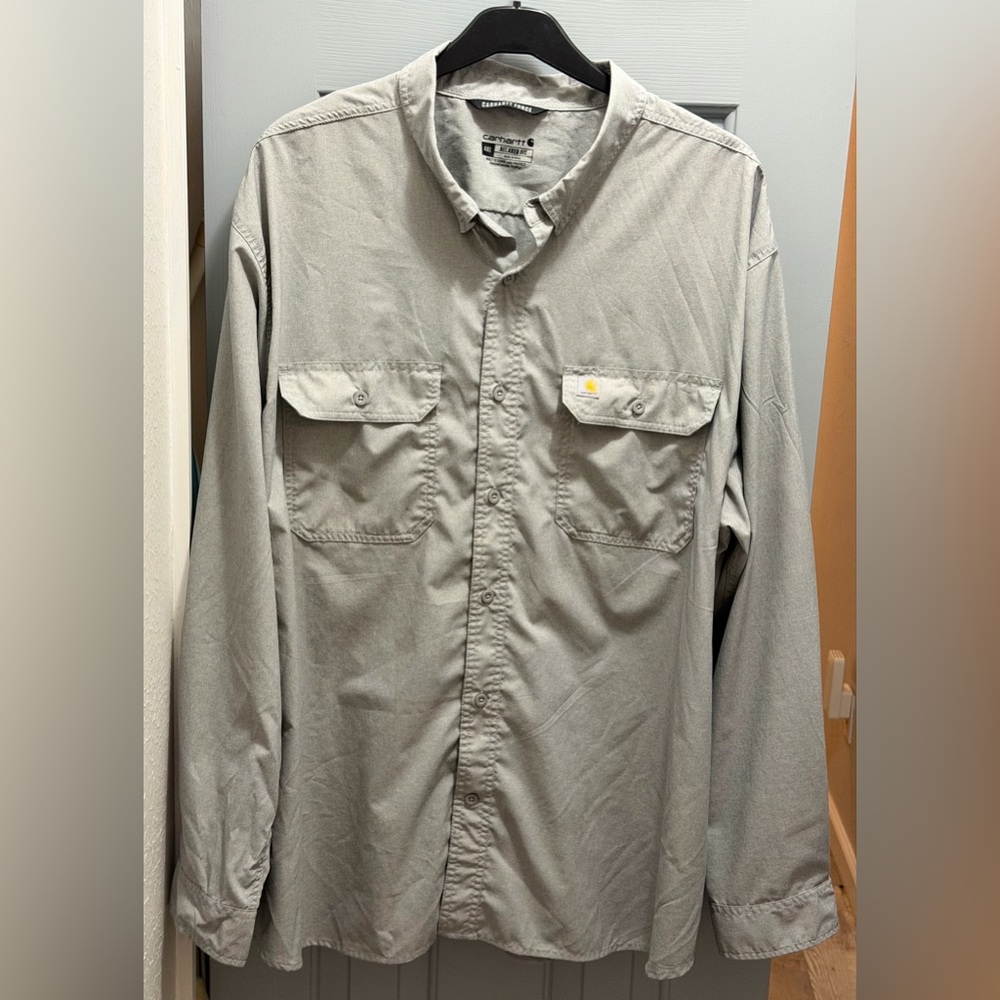 Carhartt Shirt Mens 4XL Gray Force Relaxed Fit Lightweight Long Sleeve Workwear